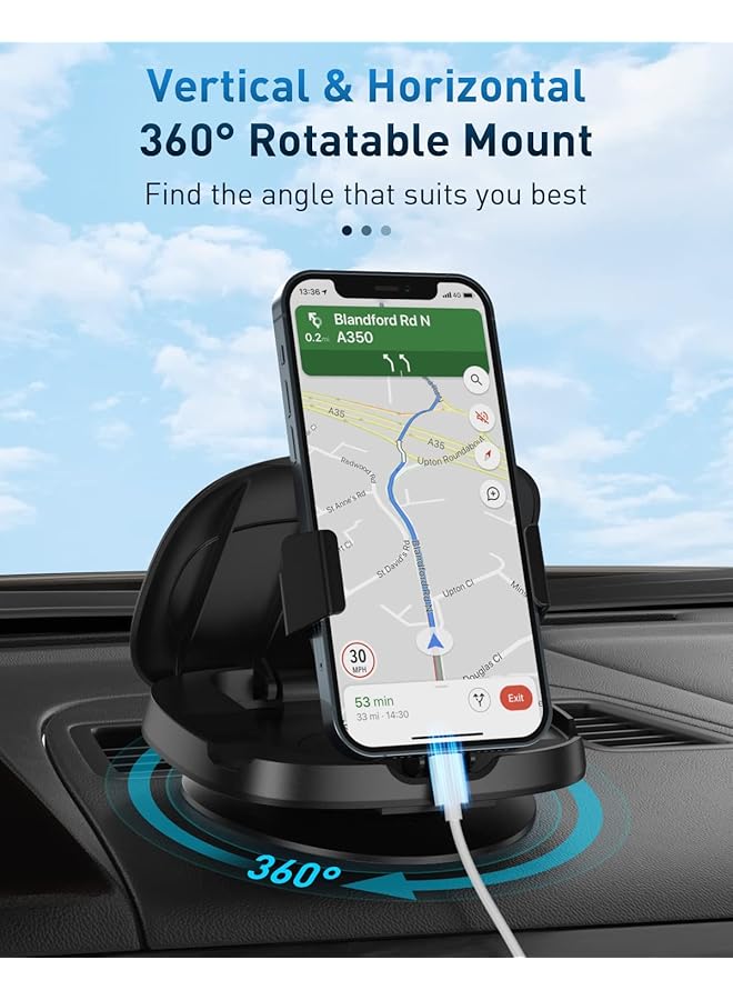 KASTWAVE Cell Phone Holder For Car, 360° Rotatable, Compatible With Iphone Samsung Android Smartphones, Dashboard Mount - Image 2