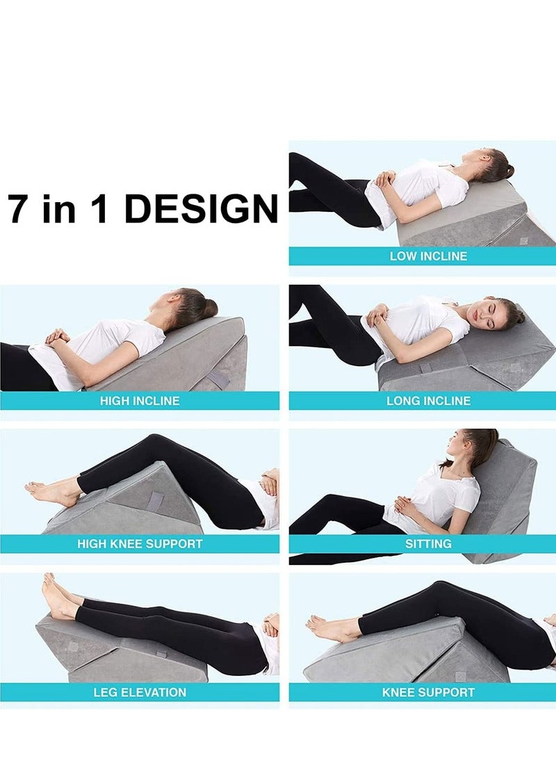 Cool Baby COOLBABY Multifunctional Wedge Cushion Back Cushion for Legs and Back Support Pillow Maternity Cushion Memory Cotton Filling Grey - Image 2