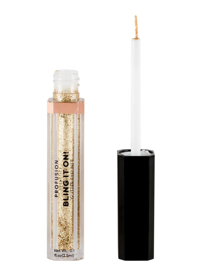 Profusion Cosmetics Bling It On Liquid Glitter Eyeliner for Stunning Eye Look Raise Your Eye Makeup Routine with Premium Beauty Tool Gold Rush - Image 1