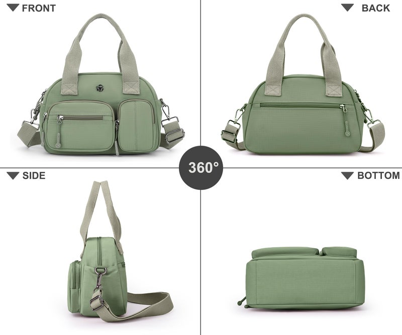 Wytidian Nylon Shoulder Bag for Women, Roomy Multiple Pockets Crossbody Bags Casual Ladies Handbag for Travel Work Daily (B-Green) - Image 4
