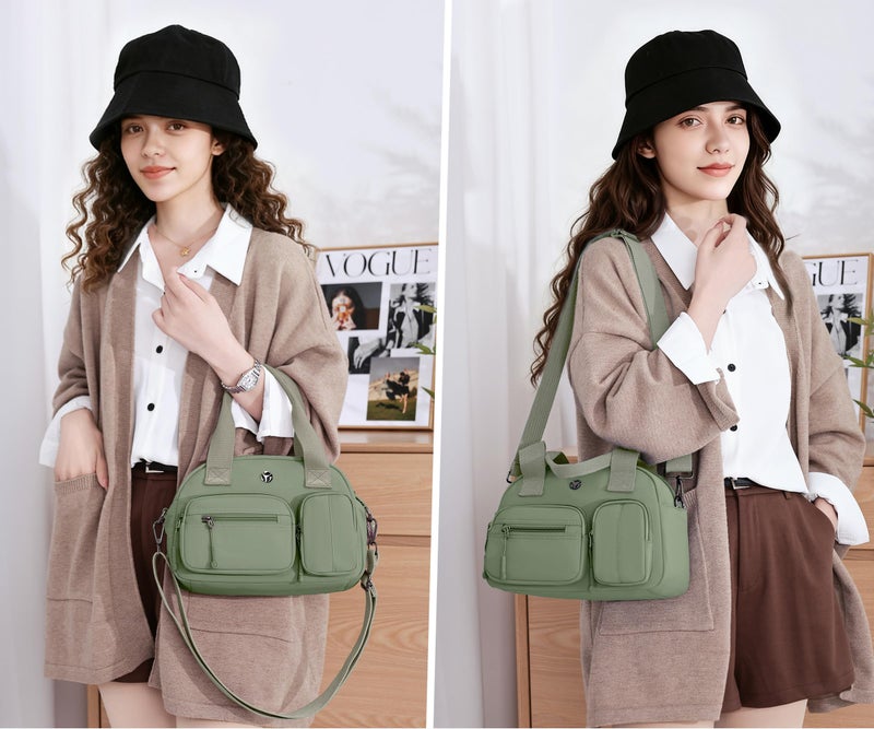 Wytidian Nylon Shoulder Bag for Women, Roomy Multiple Pockets Crossbody Bags Casual Ladies Handbag for Travel Work Daily (B-Green) - Image 2