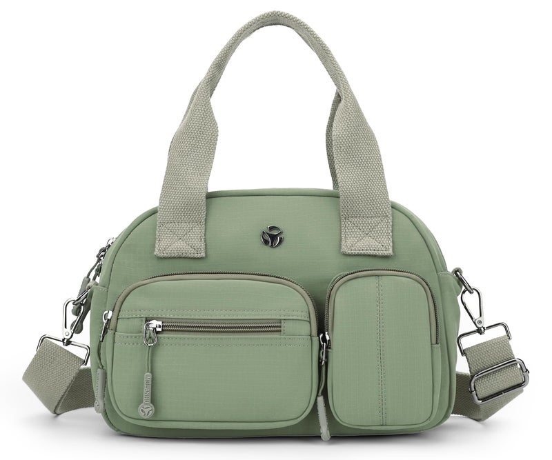 Wytidian Nylon Shoulder Bag for Women, Roomy Multiple Pockets Crossbody Bags Casual Ladies Handbag for Travel Work Daily (B-Green) - Image 1