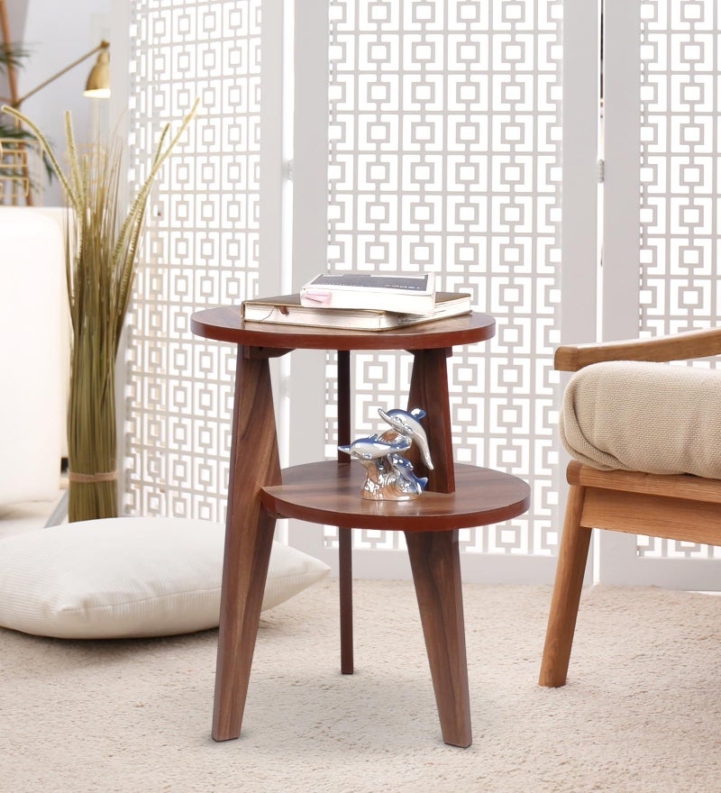 Raytrees Engineered Wood End Table for Living Room | Drawing Room | Wooden Peg Table | Corner Sofa Side Table with Magazine & Newspaper Storage | Walnut | Modern-P | RT-A - Image 1