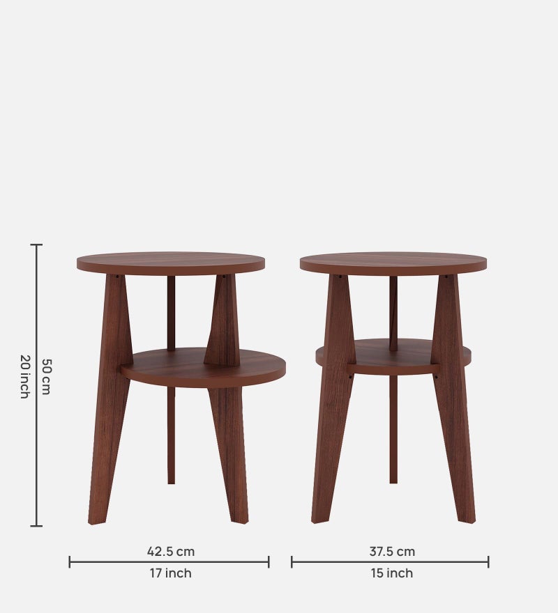 Raytrees Engineered Wood End Table for Living Room | Drawing Room | Wooden Peg Table | Corner Sofa Side Table with Magazine & Newspaper Storage | Walnut | Modern-P | RT-A - Image 2