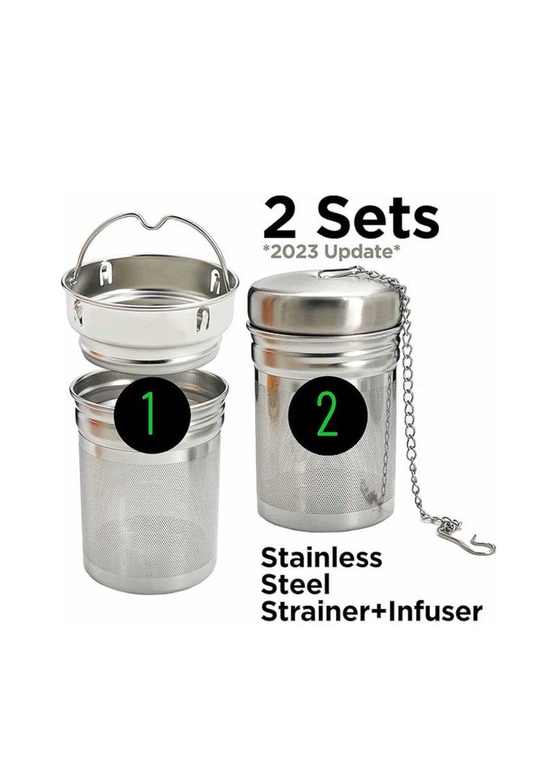 Generic - Bamboo Mug Tumbler with Lid and 2 Pack Tea Infuser for Loose Leaf Tea – Stainless Steel Insulated Travel Water Thermos Flask Bottle with Strainer – Tea Gift Set for Tea Lover Men Women - Image 1