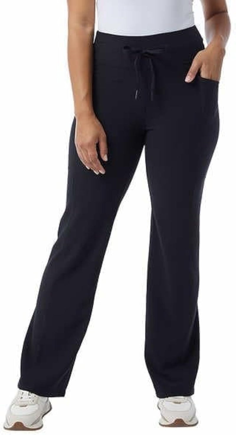 32 Degrees Wide Leg Pants Woman - Ribbed Semi-Flare Pant - Yoga Pants for Women (Black, M), Medium - Image 1