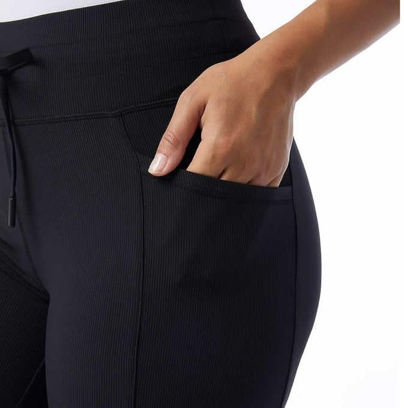 32 Degrees Wide Leg Pants Woman - Ribbed Semi-Flare Pant - Yoga Pants for Women (Black, M), Medium - Image 4