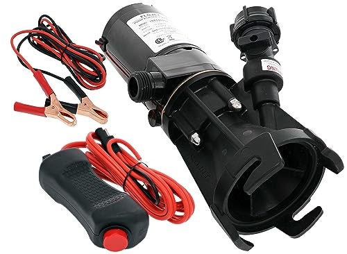 Flojet Macerator Pump 18555-000A - 12V DC Waste Pump for Camper/RV - Empties 40-Gal Tank in 5 Mins - 9 GPM Output - 3/4" Garden Hose Connection - Stainless Steel Grinder, Self-Priming, Remote Switch - Image 1