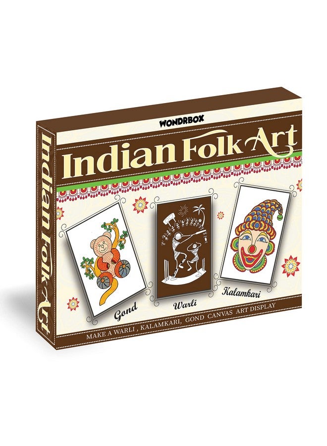 WONDRBOX Art and Craft Activity for Kids. (Indian Folk Art (Set of 3)), Canvas, Multicolor - Image 1