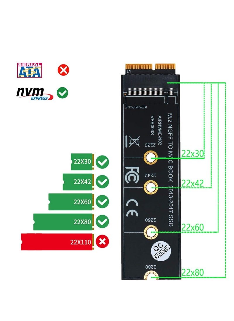 ماركة غير محددة كارت محول ذاكرة مستديمة لهارد M.2 SSD لترقية ماك بوك اير (2013-2017)، أسود  - Image 3