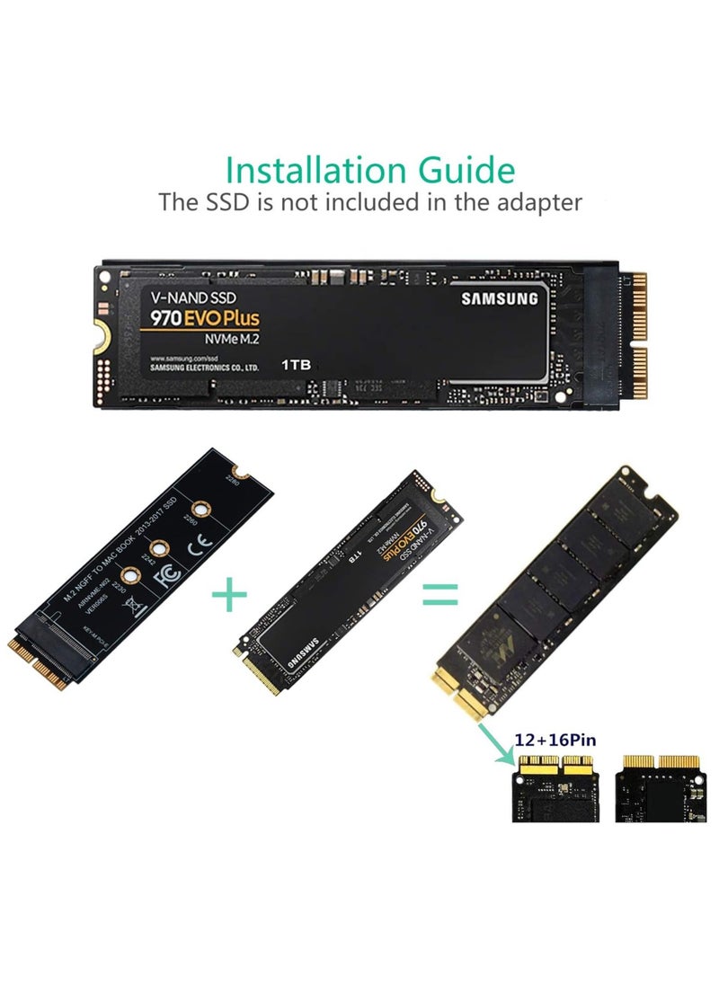 ماركة غير محددة كارت محول ذاكرة مستديمة لهارد M.2 SSD لترقية ماك بوك اير (2013-2017)، أسود  - Image 4