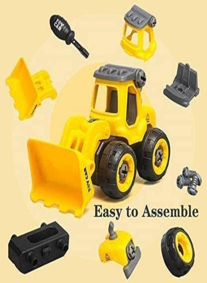 GoldiMec Construction Vehicles Set of 4 DIY Toys | Construction Trucks with 1 Screwdriver Tools, Kids Building Excavator, Bulldozer, Road Roller, Drill Excavator, - Image 2