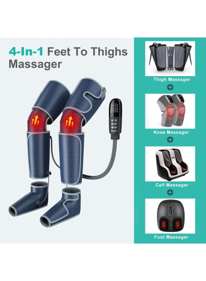 Premium Leg Massager for Circulation & Pain Relief - Air Compression Foot Massager with 3 Heat Levels & 4 Modes - 4-in-1 Foot, Calf, Knee & Thigh - Powerful for Daily Use - Image 5