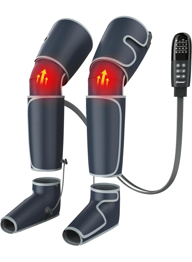 Premium Leg Massager for Circulation & Pain Relief - Air Compression Foot Massager with 3 Heat Levels & 4 Modes - 4-in-1 Foot, Calf, Knee & Thigh - Powerful for Daily Use - Image 1