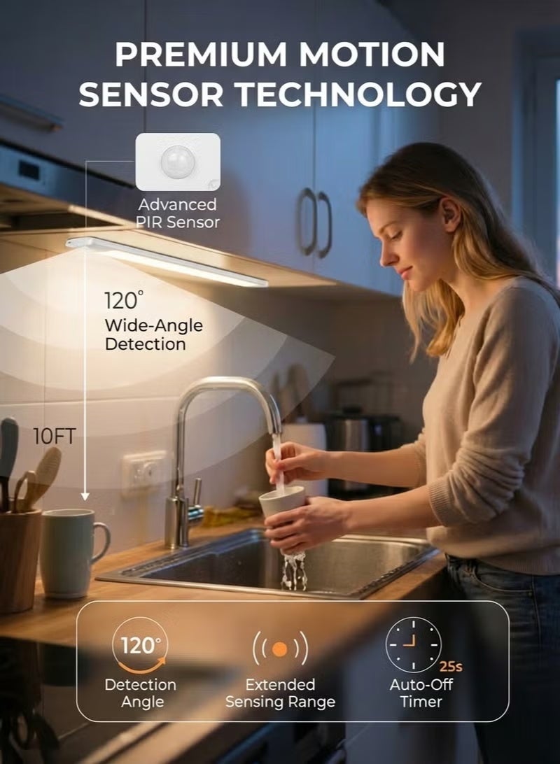 Fullight LED Magnetic Motion Sensor Cabinet & Stick-On Light, Rechargeable, 3-Color Dimmable with Remote Control for Closets, Cabinets, Bedside - Image 4