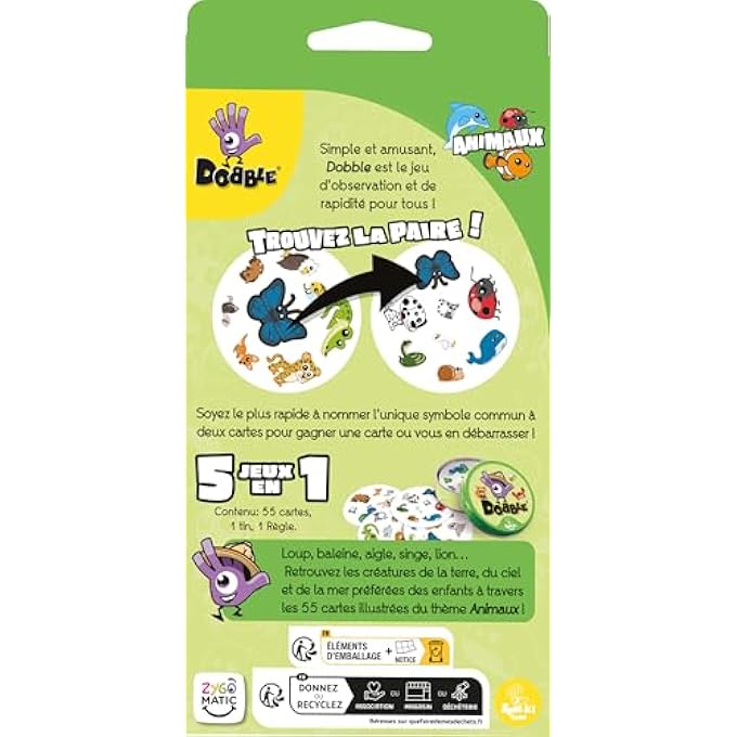 DOBBLE Zygomatic   Animals  2021 Edition  Board Game  Ages 6  2 to 8 Players  15 Minutes - Image 4