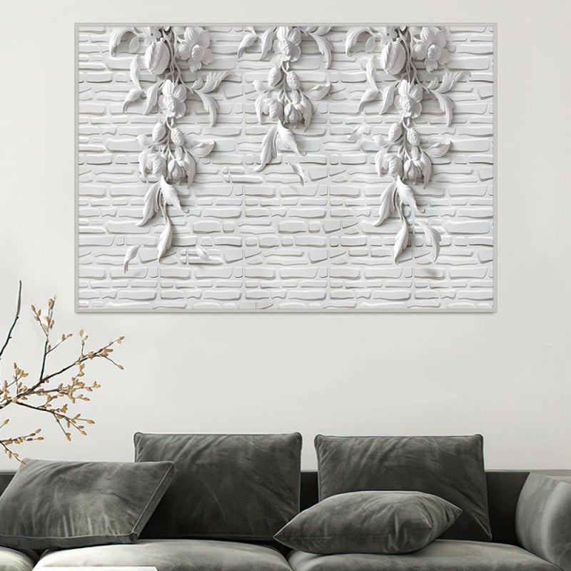 ماركتنا لوحة جداربة قماشية مطبوعة بتصميم اللوحة الجبسية مع برواز مجوف مقاس (120x80) قطعة واحدة - Image 3