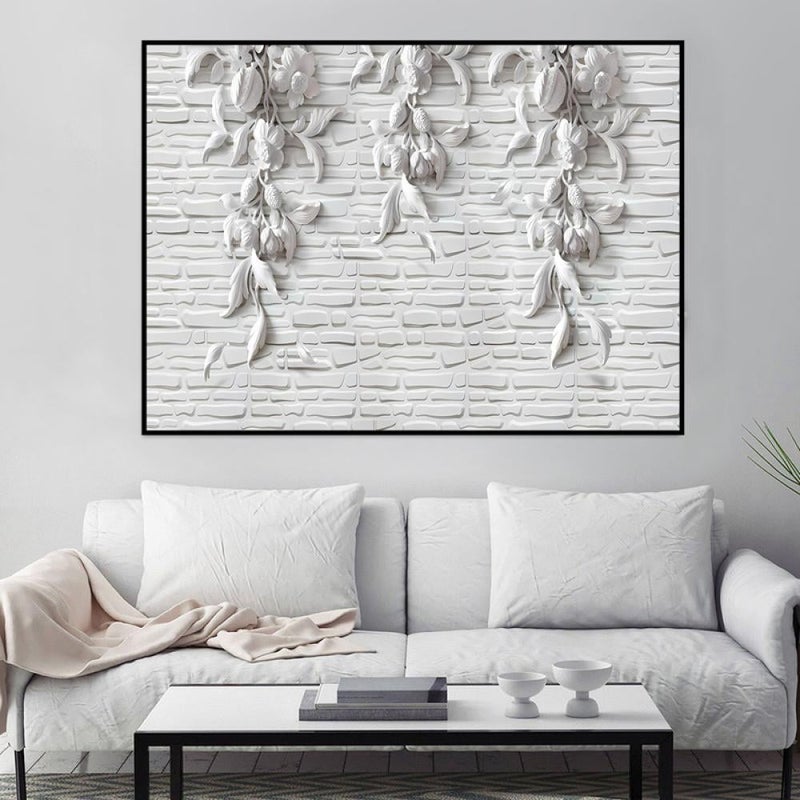 ماركتنا لوحة جداربة قماشية مطبوعة بتصميم اللوحة الجبسية مع برواز مجوف مقاس (120x80) قطعة واحدة - Image 2