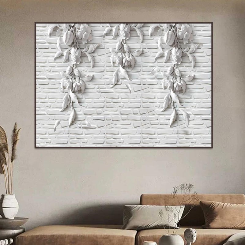 ماركتنا لوحة جداربة قماشية مطبوعة بتصميم اللوحة الجبسية مع برواز مجوف مقاس (120x80) قطعة واحدة - Image 4