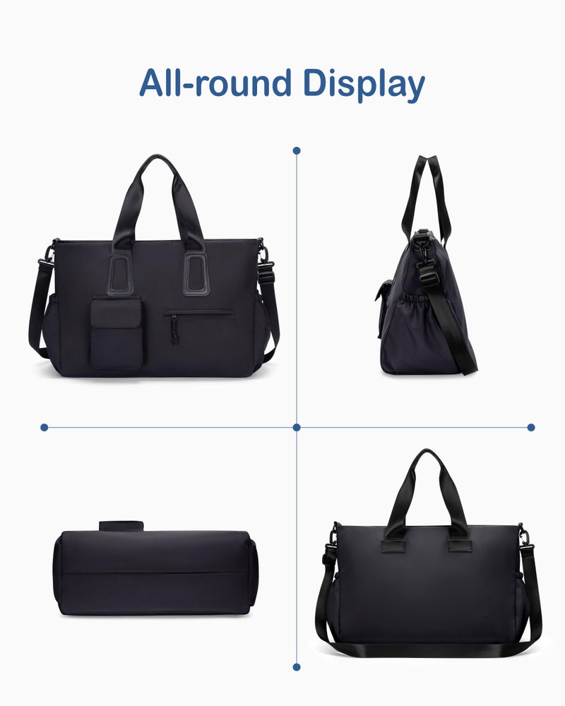 NPBAG Travel Duffel Bag for Men & Women, Waterproof Overnight Weekender Gym Tote Carry On Luggage with Wet Pocket (Black) - Image 3