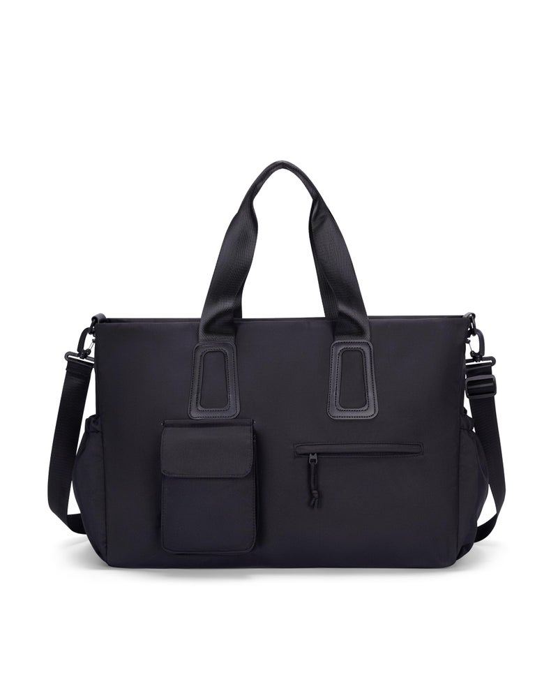 NPBAG Travel Duffel Bag for Men & Women, Waterproof Overnight Weekender Gym Tote Carry On Luggage with Wet Pocket (Black) - Image 1