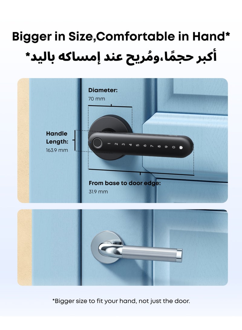 eufy Smart Lock FamiLock C32, Fingerprint Keyless Entry Door Lock with Handle for Interior Doors, Built-in Wi-Fi (2.4 GHz Only), App Control, Self-Learning AI, Auto Lock, 4 AA Batteries, Alexa/Google - Image 2