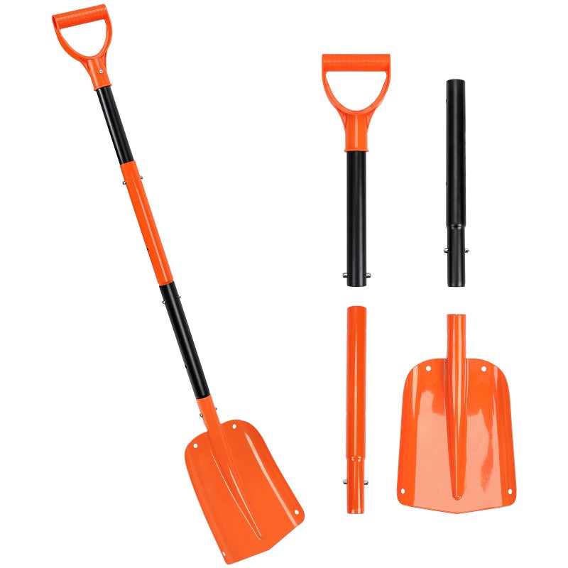 Ajimy Telescoping Snow Shovel for Car Emergency & Driveway, 31"-47" Extendable Aluminum Shovel with D-Grip, Heavy Duty Shovel for Snow Removal, Gardening & Camping - Image 3