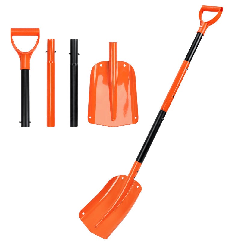 Ajimy Telescoping Snow Shovel for Car Emergency & Driveway, 31"-47" Extendable Aluminum Shovel with D-Grip, Heavy Duty Shovel for Snow Removal, Gardening & Camping - Image 1