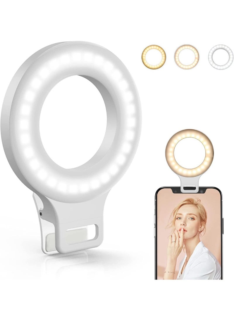 Kingone Clip on Ring Light, Rechargeable 60 LED Selfie Ring Light for Phone, Laptop, Tablet (3 Models, 5 Level Brightness) - Image 1