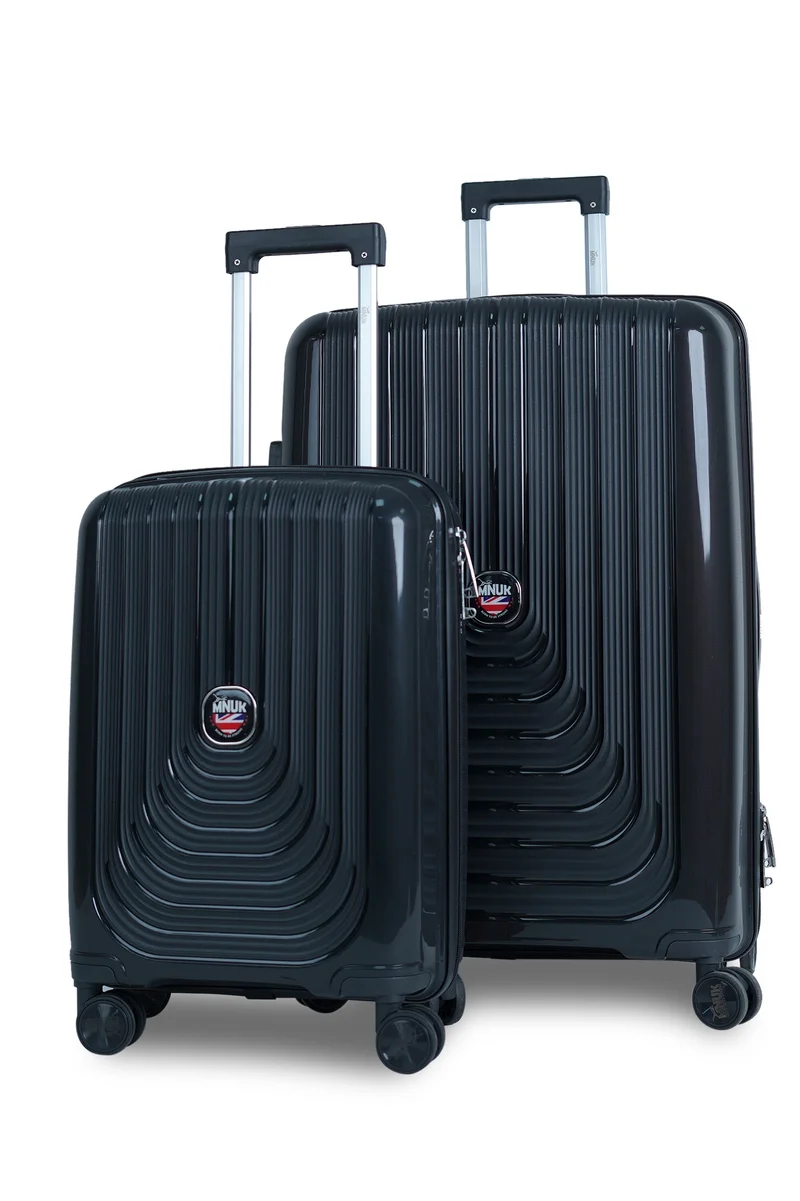 MNUK Viajero Stra Ordinario Set of 2 Luggage|Polypropylene (PP) Hardside Luggage Trolley|Double 360° 4 Wheeler| Cabin-20 Inch, Large-28 Inch|Black