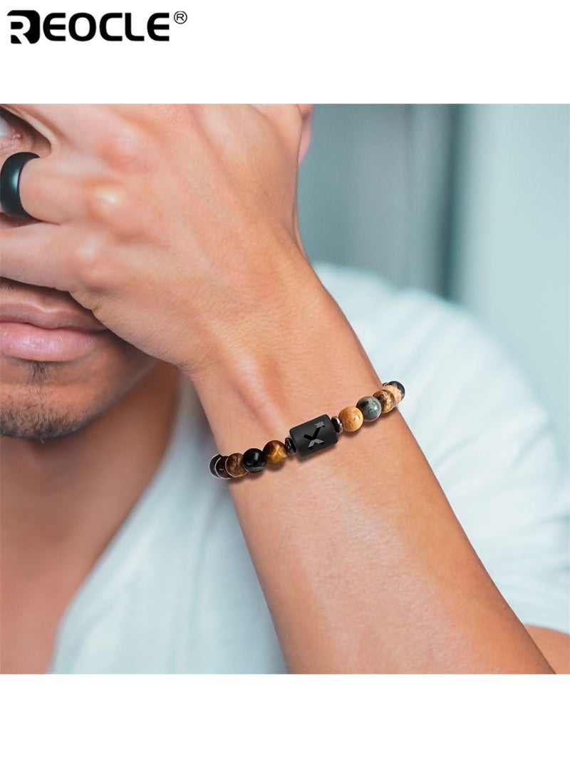 REOCLE Unisex Cancer Zodiac Natural Stone Beaded Bracelet Unique Prayer Blessing Accessory Ideal Birthday Gift for Couples Friends Daily Wear Special Occasions for Men for Women for Adults - Image 3