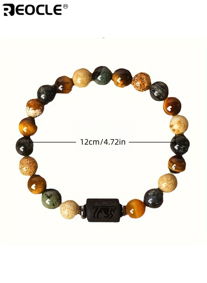 REOCLE Unisex Cancer Zodiac Natural Stone Beaded Bracelet Unique Prayer Blessing Accessory Ideal Birthday Gift for Couples Friends Daily Wear Special Occasions for Men for Women for Adults - Image 5