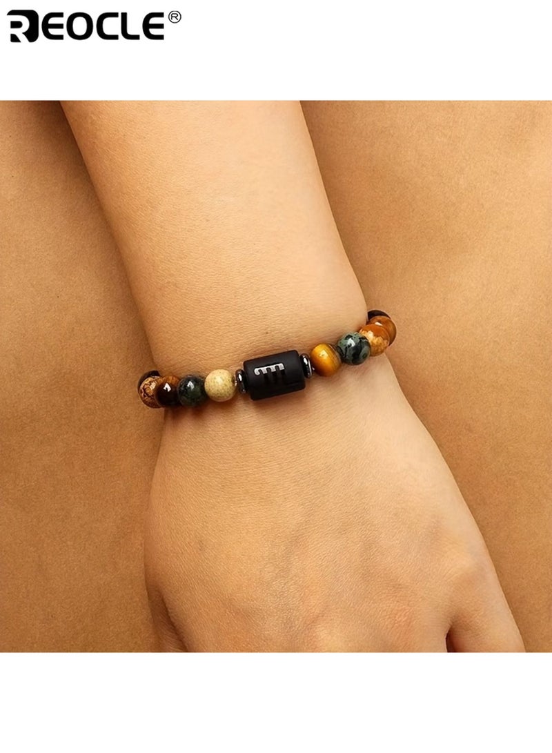 REOCLE Unisex Cancer Zodiac Natural Stone Beaded Bracelet Unique Prayer Blessing Accessory Ideal Birthday Gift for Couples Friends Daily Wear Special Occasions for Men for Women for Adults - Image 4