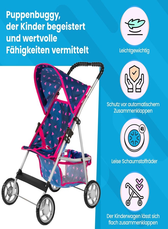 Kinderplay Baby Doll Stroller | Pram for Girls | Umbrella Stroller for Kids - Lightweight Play Carriage for Ages 2+ Years | Baby Doll Accessories with Storage | 22.05-Inch Handle Height, Model KP0280T - Image 2
