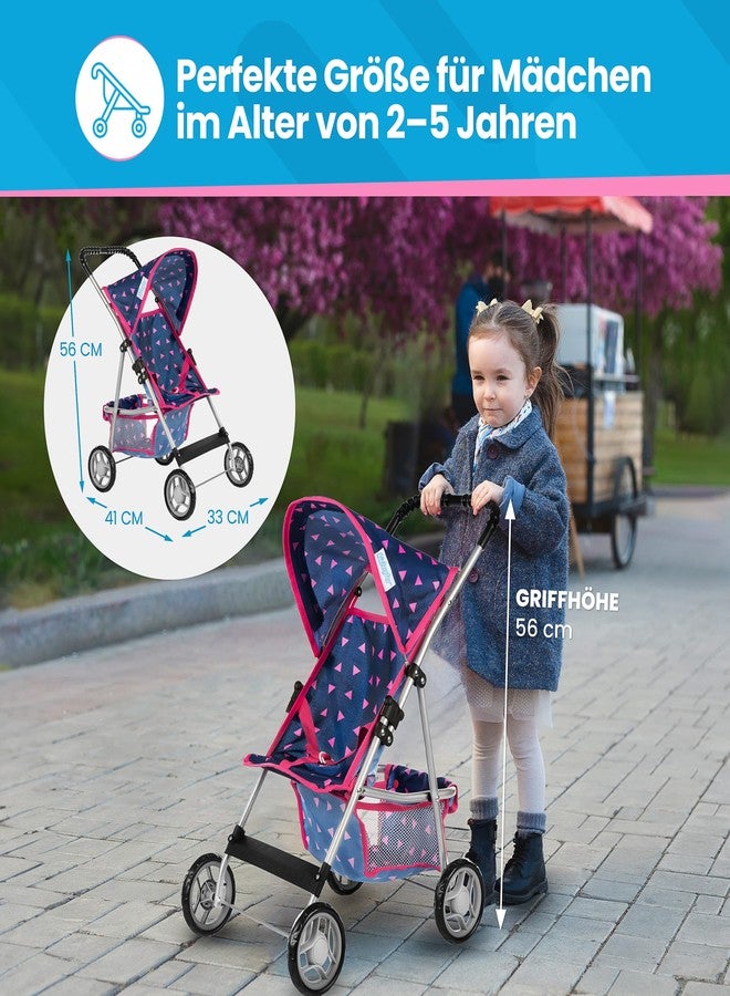 Kinderplay Baby Doll Stroller | Pram for Girls | Umbrella Stroller for Kids - Lightweight Play Carriage for Ages 2+ Years | Baby Doll Accessories with Storage | 22.05-Inch Handle Height, Model KP0280T - Image 3