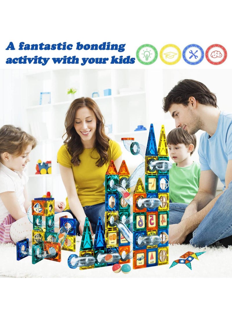 مكعبات بناء مغناطيسية ثلاثية الأبعاد للأطفال من 97 قطعة، ألعاب ممتعة وتعليمية للأطفال الأولاد والبنات من سن 3 إلى 10 سنوات (متعددة الألوان) (مكعب مغناطيسي خفيف - Image 1