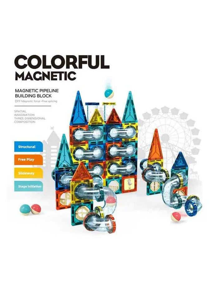 مكعبات بناء مغناطيسية ثلاثية الأبعاد للأطفال من 97 قطعة، ألعاب ممتعة وتعليمية للأطفال الأولاد والبنات من سن 3 إلى 10 سنوات (متعددة الألوان) (مكعب مغناطيسي خفيف - Image 2