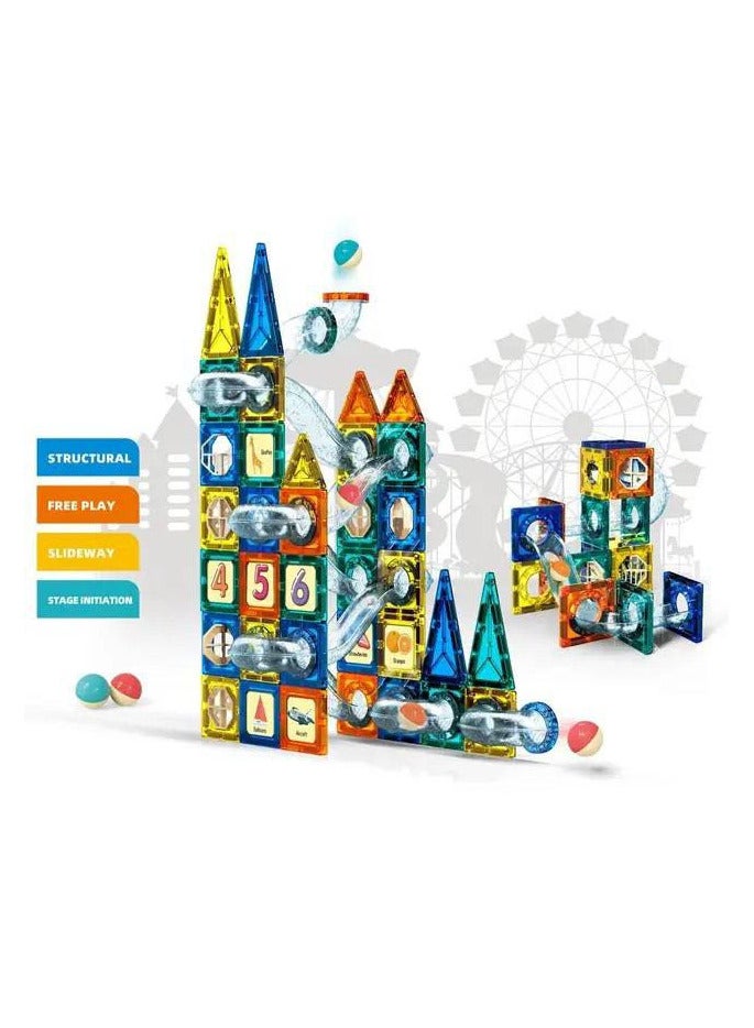 مكعبات بناء مغناطيسية ثلاثية الأبعاد للأطفال من 97 قطعة، ألعاب ممتعة وتعليمية للأطفال الأولاد والبنات من سن 3 إلى 10 سنوات (متعددة الألوان) (مكعب مغناطيسي خفيف - Image 3