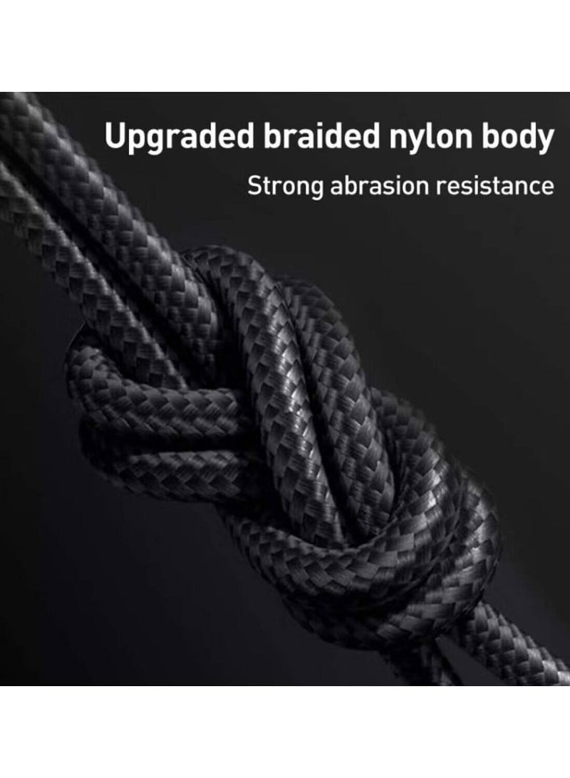 Yesido 3 In 1 Fast Charging Data Cable, USB To Lightning/Micro/Type-C Data Cable, Durable Nylon Braided Cord, 3A Fast Charging, Compatible with Apple Android Mobile Phones and More (1.2 Meter, Black) - Image 4