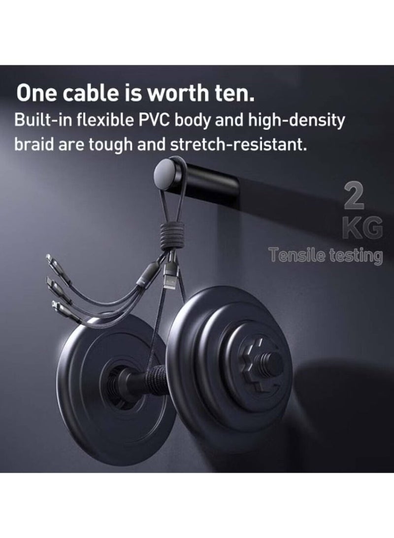 Yesido 3 In 1 Fast Charging Data Cable, USB To Lightning/Micro/Type-C Data Cable, Durable Nylon Braided Cord, 3A Fast Charging, Compatible with Apple Android Mobile Phones and More (1.2 Meter, Black) - Image 5