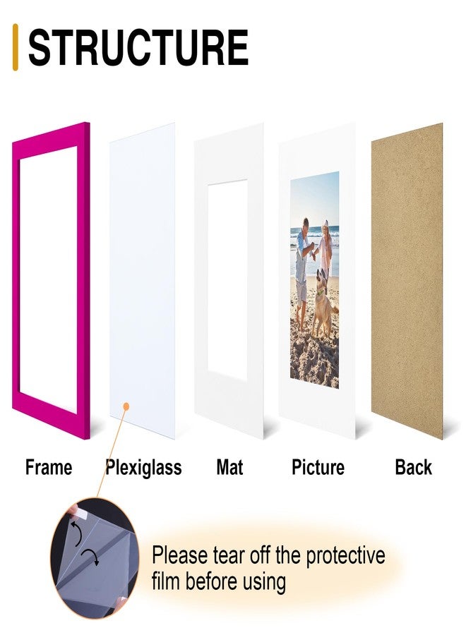 decorUhome 8x10 Picture Frame, Display Photos 5x7 with Mat or 8x10 Unmatted, Engineered Wood Frame with Plexiglass for Wall and Tabletop Display, Rose Red, Set of 1 - Image 2