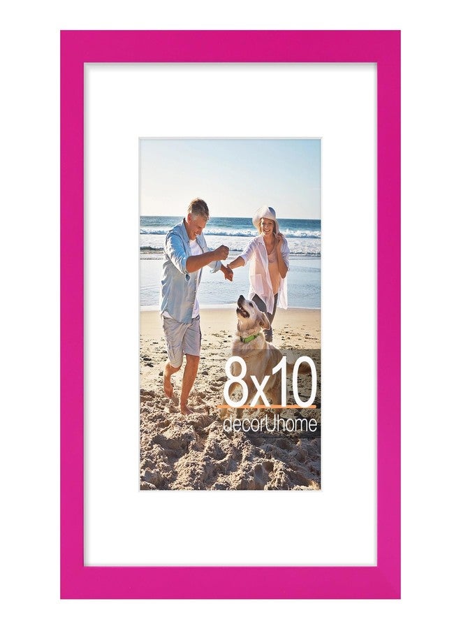 decorUhome 8x10 Picture Frame, Display Photos 5x7 with Mat or 8x10 Unmatted, Engineered Wood Frame with Plexiglass for Wall and Tabletop Display, Rose Red, Set of 1 - Image 1
