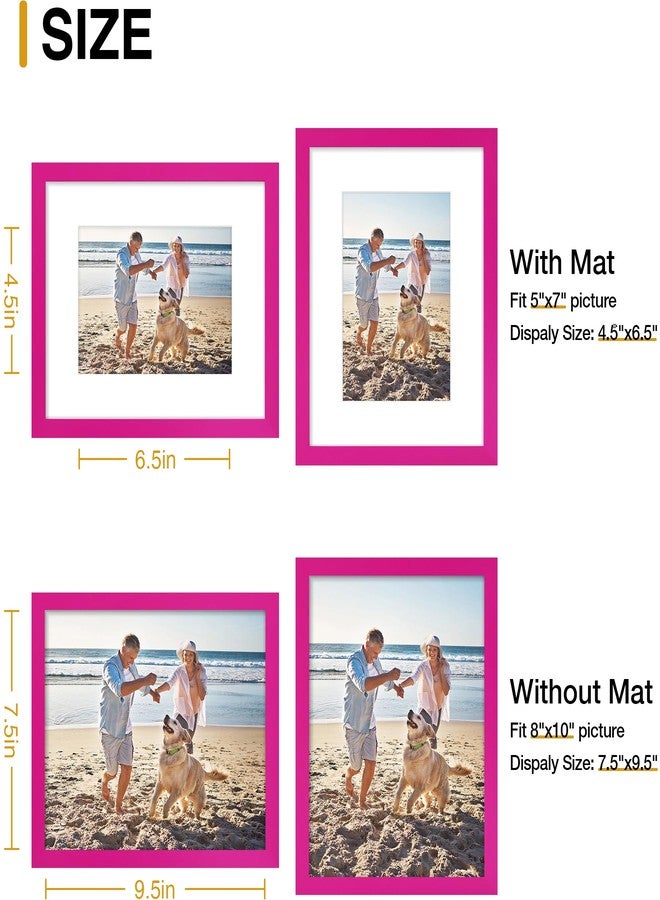 decorUhome 8x10 Picture Frame, Display Photos 5x7 with Mat or 8x10 Unmatted, Engineered Wood Frame with Plexiglass for Wall and Tabletop Display, Rose Red, Set of 1 - Image 3