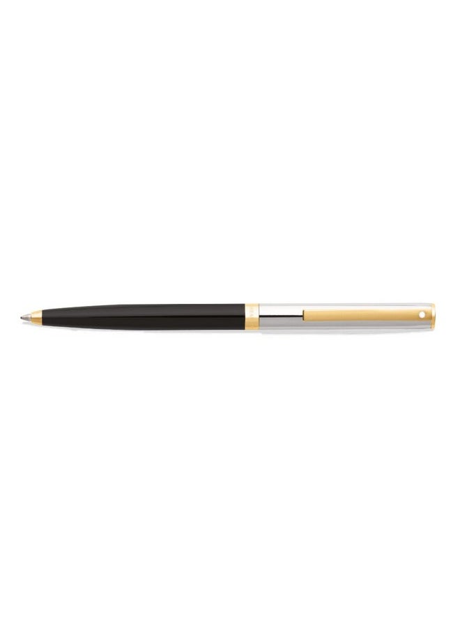 شيفر قلم حبر جاف Sheaffer Sagaris 9475، أسطوانة سوداء لامعة وغطاء كروم مع حواف ذهبية اللون | قلم حبر جاف أسود فاخر  - Image 3