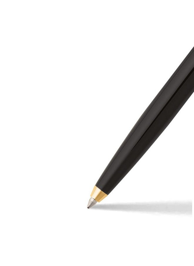 شيفر قلم حبر جاف Sheaffer Sagaris 9475، أسطوانة سوداء لامعة وغطاء كروم مع حواف ذهبية اللون | قلم حبر جاف أسود فاخر  - Image 4