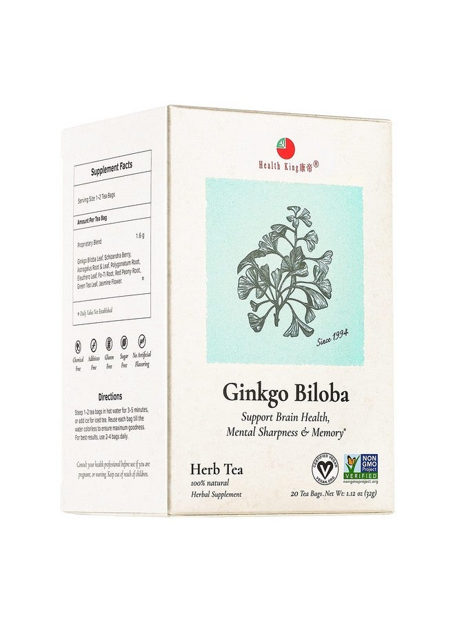 Health King Ginkgo Biloba Herb Tea Teabags 20 Count Box - Image 2