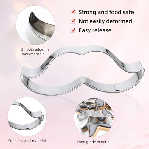 SK KALAIEN 5 Pieces Man Mustache Cookie Cutter Set Stainless Steel Cookie Cutter Fondant Biscuit Baking Mould - Image 3