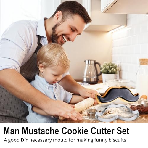 SK KALAIEN 5 Pieces Man Mustache Cookie Cutter Set Stainless Steel Cookie Cutter Fondant Biscuit Baking Mould - Image 4