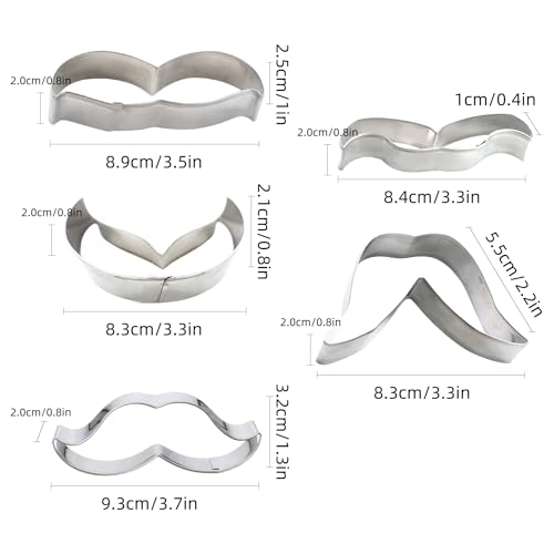 SK KALAIEN 5 Pieces Man Mustache Cookie Cutter Set Stainless Steel Cookie Cutter Fondant Biscuit Baking Mould - Image 2