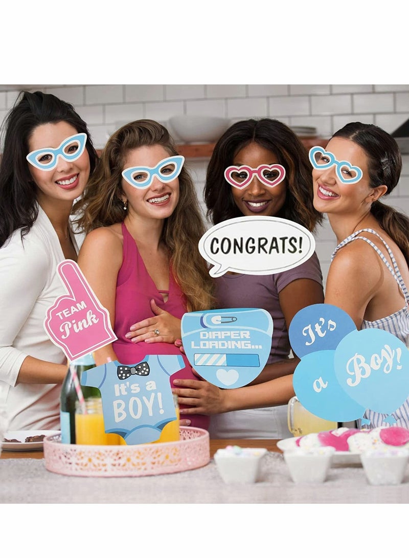 NIBEMINENT Baby Shower Photo Booth Props, 50Pcs Gender Reveal Props Handheld for Unisex Newborn Boy Girl Party Decorations Banquet Supplies Diy Set - Image 4